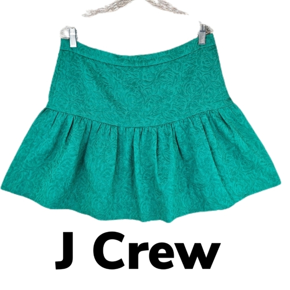 J. Crew Kelly Green Textured Zip & Hook Mini Skirt Sz 10. All Cotton Casual - Picture 1 of 13